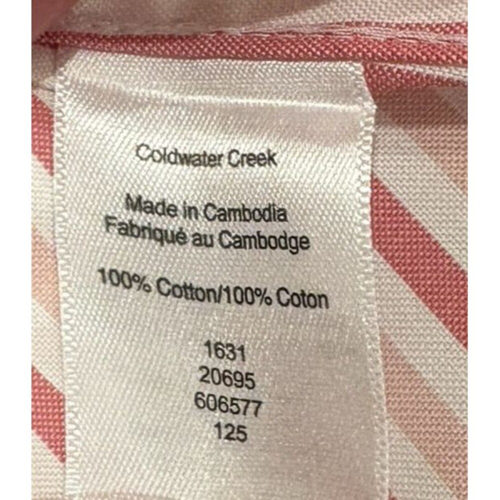 Coldwater Creek Shirt Womens 12 Pink Stripe Button Front 100% Cotton Preppy NEW - Picture 9 of 9